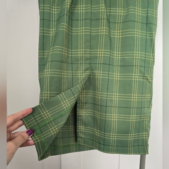 NWOT Collectif Adaline Leaf Check Green Plaid Fitted Wiggle Dress - Picture 15 of 15